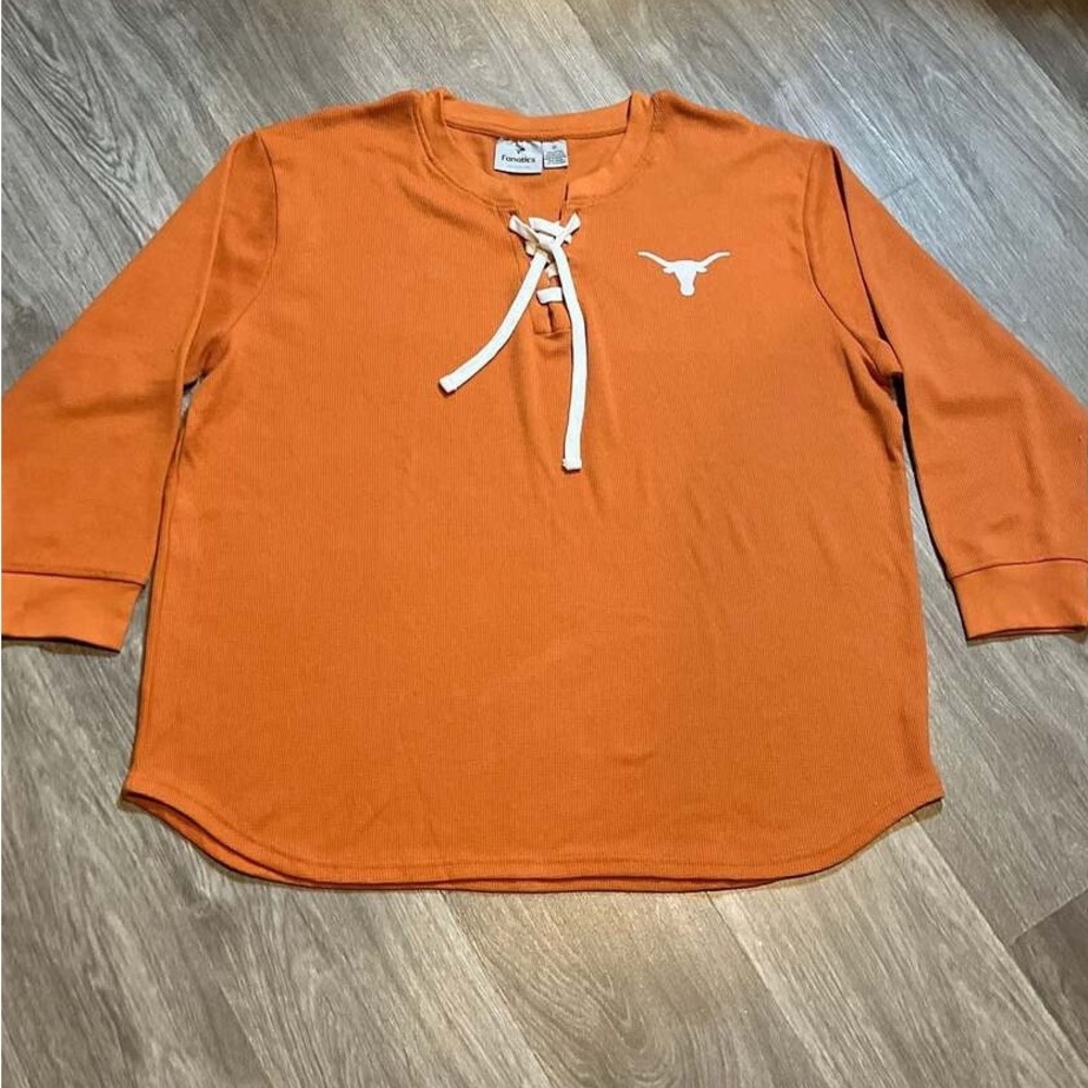 Orange Long Sleeve Shirt with Lace-Up Detail